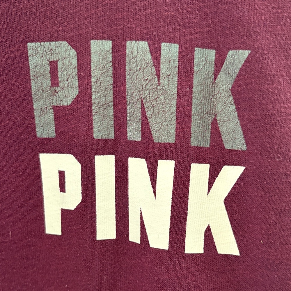 PINK Victoria Secret Maroon/Mesh Sweatshirt - Picture 2 of 7